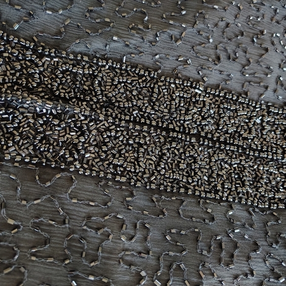 Laurence Kazar Black Beaded Cocktail Jacket VIntage Silk M - Picture 7 of 14